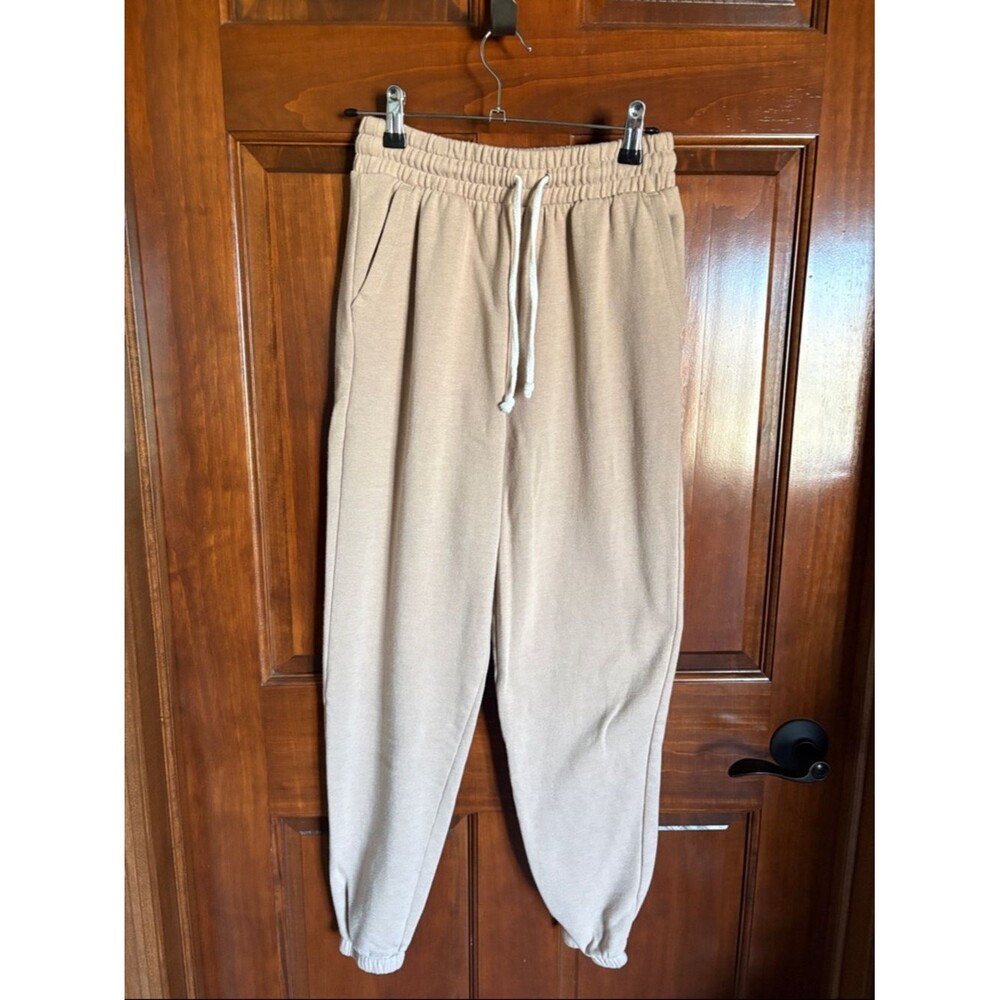 Tan Jogger Sweatpants with Drawstring and Pockets- Women's XS